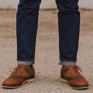 Johnston & Murphy Men's 9 Wingtip Oxford Shoes Brown Green Leather Suede